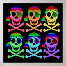 Rainbow Pirate Skulls Poster