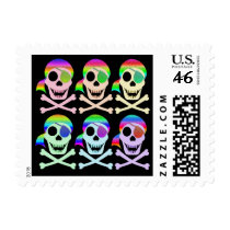 Rainbow Pirate Skulls Stamps
