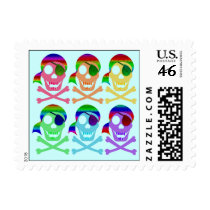 Rainbow Pirate Skulls Stamps