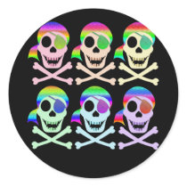 Rainbow Pirate Skulls Stickers
