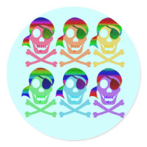 Rainbow Pirate Skulls Stickers