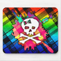 Rainbow Plaid Skull mousepads