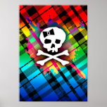 Rainbow Plaid Skull Posters