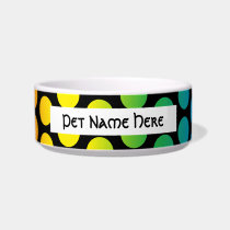 Rainbow Polka Dots Black pet bowls