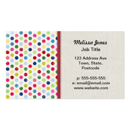Rainbow polka dots business cards (front side)