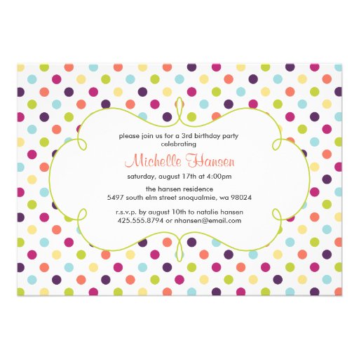 Rainbow Polka Dots Invitation
