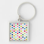 Rainbow polka dots keychain
