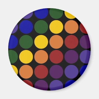 Rainbow Polka Dots on Black