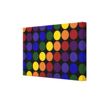 Rainbow Polka Dots on Black canvas prints