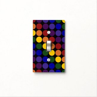 Rainbow Polka Dots on Black Light Switch Plate
