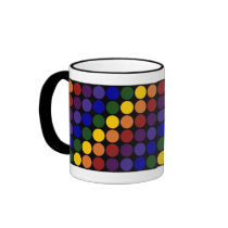 Rainbow Polka Dots on Black mugs