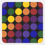 Rainbow Polka Dots on Black Sticker