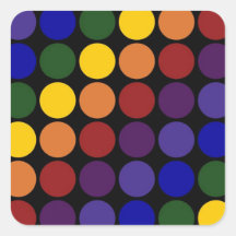 Rainbow Polka Dots on Black Sticker