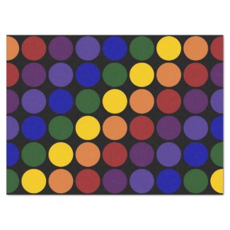 Rainbow Polka Dots on Black Tissue Paper 17" X 23" Tissue Paper