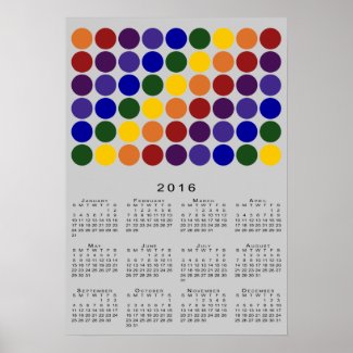 Rainbow Polka Dots on Grey 2016 Calendar Poster