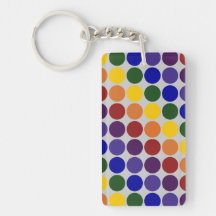 Rainbow Polka Dots On Grey Acrylic Keychains
