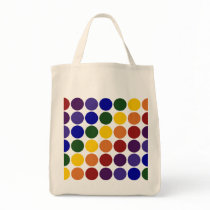 Rainbow Polka Dots on Grey bags