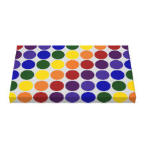 Rainbow Polka Dots on Grey canvas prints