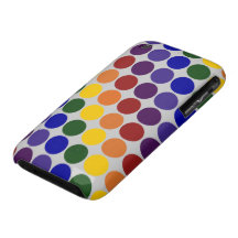 Rainbow Polka Dots on Grey Case-Mate iPhone 3 Case