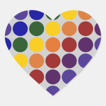 Rainbow Polka Dots on Grey Heart Sticker