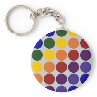 Rainbow Polka Dots on Grey keychain