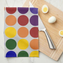 Rainbow Polka Dots on Grey kitchen towels