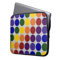Rainbow Polka Dots on Grey laptop sleeves