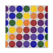 Rainbow Polka Dots on Grey magnets