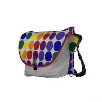 Rainbow Polka Dots on Grey messenger bags