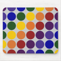 Rainbow Polka Dots on Grey mousepads