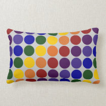 Rainbow Polka Dots on Grey pillows