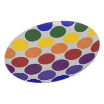 Rainbow Polka Dots on Grey plates