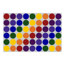 Rainbow Polka Dots on Grey posters
