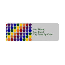 Rainbow Polka Dots on Grey return address label labels