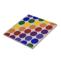 Rainbow Polka Dots on Grey tiles