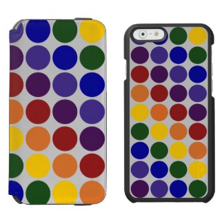 Rainbow Polka Dots On Grey Incipio Watson™ iPhone 6 Wallet Case