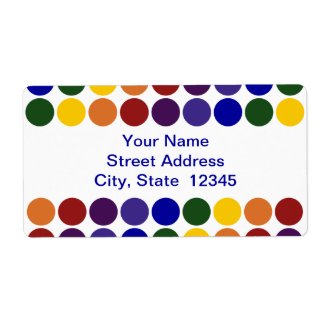 Rainbow Polka Dots on White address label label