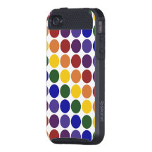 Rainbow Polka Dots on White iPhone 4 Cases
