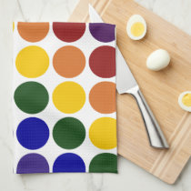 Rainbow Polka Dots on White kitchen towels
