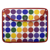 Rainbow Polka Dots on White macbook sleeves