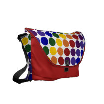 Rainbow Polka Dots on White messenger bags