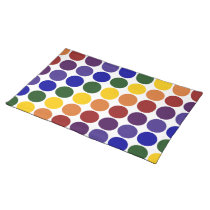 Rainbow Polka Dots on White placemats