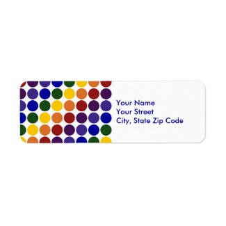 Rainbow Polka Dots on White return address label