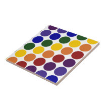 Rainbow Polka Dots on White tiles