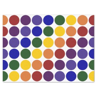 Rainbow Polka Dots on White Tissue Paper 17" X 23" Tissue Paper