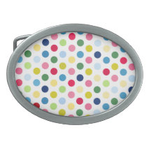 Rainbow polka dots oval belt buckles