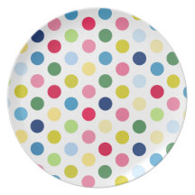 Rainbow polka dots plate