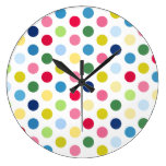 Rainbow polka dots round clock