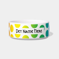 Rainbow Polka Dots White pet bowls