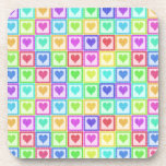Rainbow PolkaDot Heart Pattern Beverage Coasters